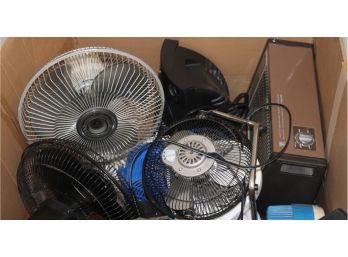 Box Of Assorted Fans & Heater