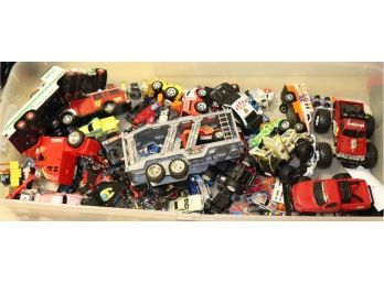 Large Box Of Assorted Toy Trucks & Cars