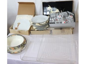 Assorted Lot With Lucite Trays, Plates, Cookie Cutters And More
