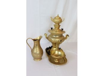 Brass Persian Samovar  Electric Tea Set With Pitcher