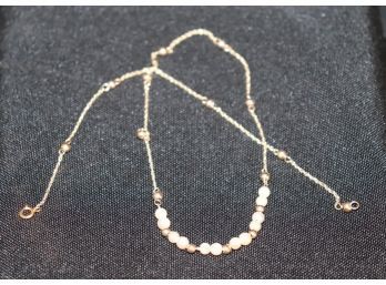 14K YG Beaded Necklace With Gold And Seed Pearl Beads