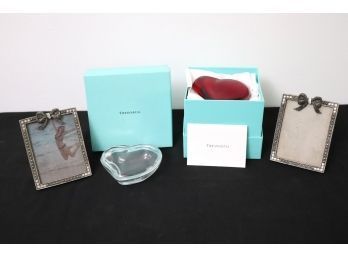 Beautiful Tiffany Crystal Hearts Includes Trinket Box & 2 Pretty Picture Frames