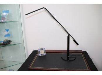 Modern Adjustable Z Bar Table Lamp By Koncept With Leather Top Table Top Desk Includes Picture Frame