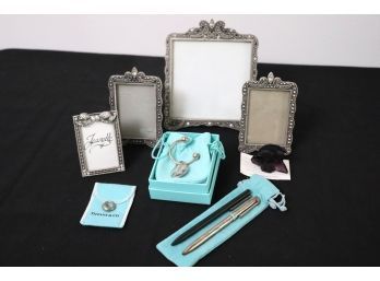 Tiffany & Co Pen, Keychain, Tiffany & Co Sterling Pendant With Pouch, Lalique Crystal Angel Fish