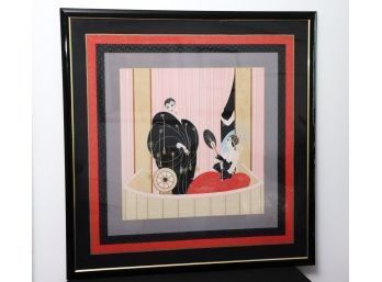 Beautiful Erte Print Of Gorgeous Ladies In A Quality Triple Matted Frame