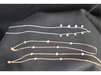 3 Delicate 14K Gold Necklaces With CZ Accent Stones