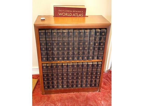 Encyclopedia Bookcase With Atlas Holder  Encyclopedia Britannica 1961 Collection