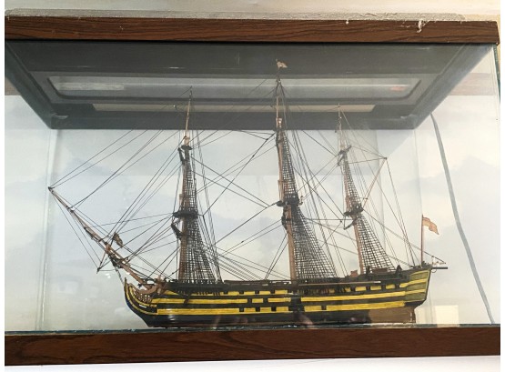 Model Sail Ship In Display Case
