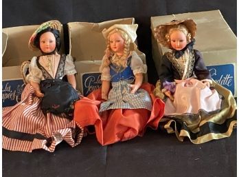 Collection Of 3 Vintage French Porcelain Dolls Les Poupees Cadette
