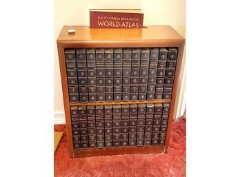 Encyclopedia Bookcase With Atlas Holder  Encyclopedia Britannica 1961 Collection