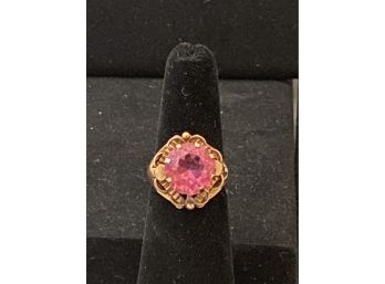 14K Rose Gold Pink Topaz Ring Size 8.5