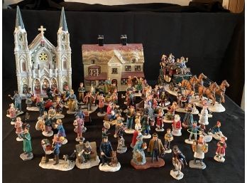 Large Collection Of Christmas Miniatures With Church Most Are Made Exclusively For Lemax