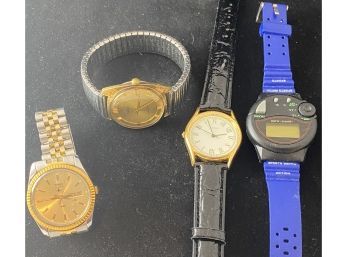 Four Vintage Men's Wristwatches Includes Waltham, Timex, Sportswatch And Unsigned