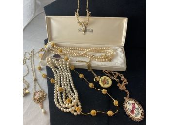 Assortment Of Seven Vintage Costume Jewelry Necklaces