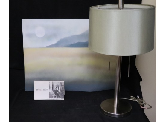 Beverly Bogen Painting & Art Deco Style Table Lamp With Resin Diffuser