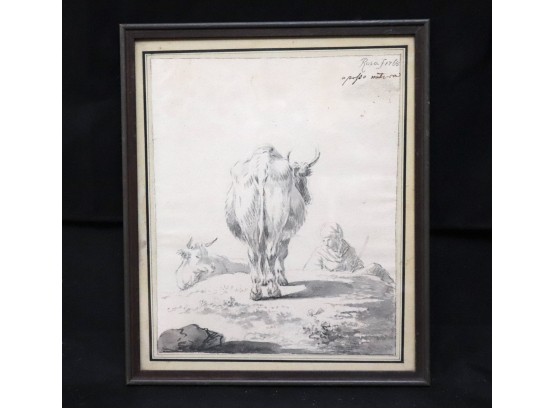 Signed Original Pencil & Ink Drawing Of A Nature Scene