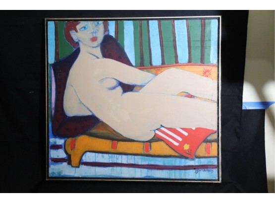 Abstract Reclining Female - Oil On Canvas In Gallery Frame