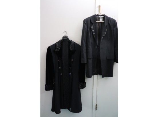 Womens Embellished Black 3 Quarter Length Dress And Blazer  Size Medium