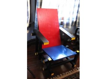 Bauhaus Style Color Blocked Armchair  In The Style Of Gerrit Rietveld