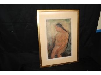 Vintage Pastel Drawing Of Female Nude - Signed August Mosca, Dated Oct 4, 1957