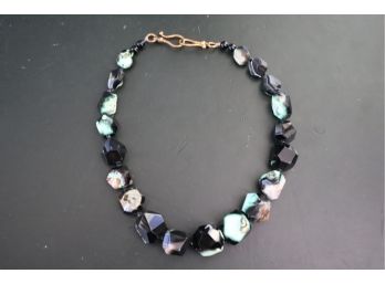 Fabulous Natural Faceted Stone With Green Accents Necklace