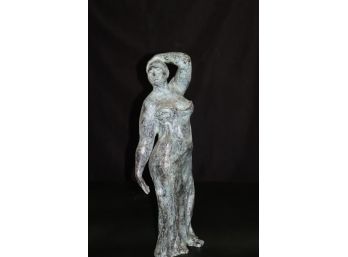 Gorgeous Self Assured Female Heavy Metal Figural Bronze Sculpture By Amaya