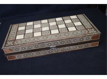 Gorgeous Syrian Inlaid Mosaic Wood & Mother Of Pearl Game Board