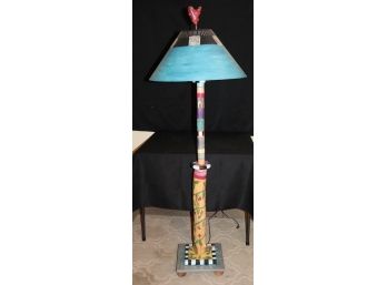 Hand Painted & Signed Floor Lamp  Signed Sticks 1998