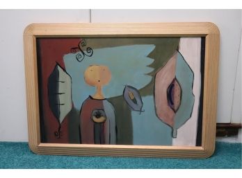 Mid-Century Modern Principles Of Growth Abstract Painting On Canvas