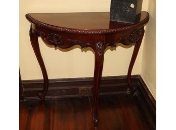 Carved Mahogany Rococo Style Demilune Console Table