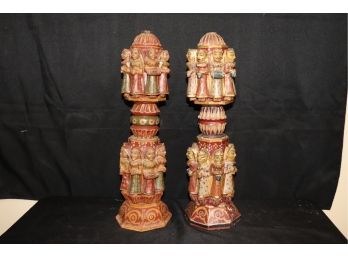 Pair Of Salvaged Hindu Temple Figural Architectural Elements