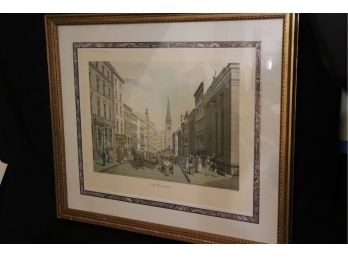Framed Engraving Wall Street In 1836 Copyrighted By Sidney Lucas