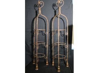 Pair Of Vintage Hollywood Regency Twisted Wire Resin Dessert Stands