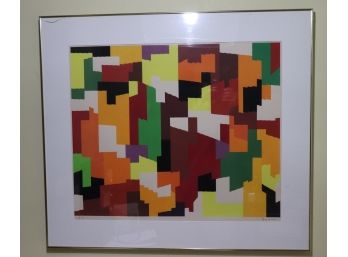 Signed Agam Hand Colored Artists Proof Lithograph In Metal Frame