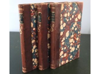3 Antique Hard Cover Leather Bound Books  White Lies A Story Series By Charles Reade