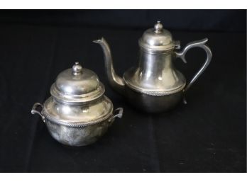 Moroccan Silver Single Serving Teapot With Sugar Bowl