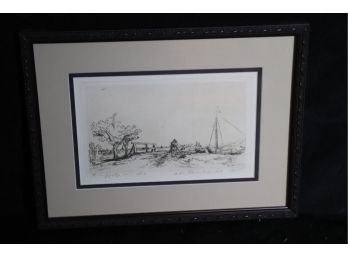 Seaside Print Signed & Dated 1645, Attributed To Rembrandt