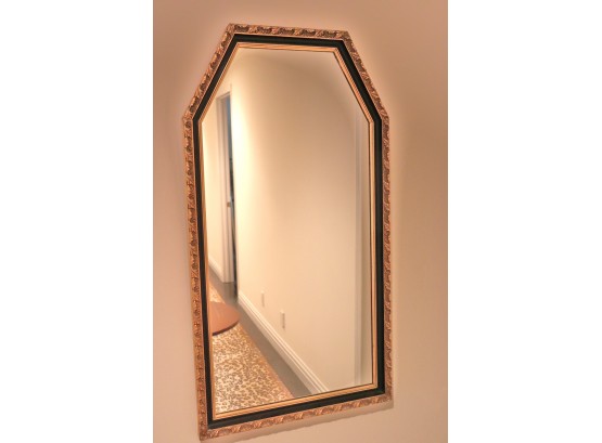Ornate Gilded Wall Mirror With Black Painted Frame