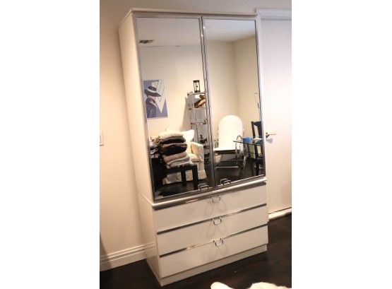 Oversized 2 Piece Modern Style Armoire With Mirrored Cabinet Doors