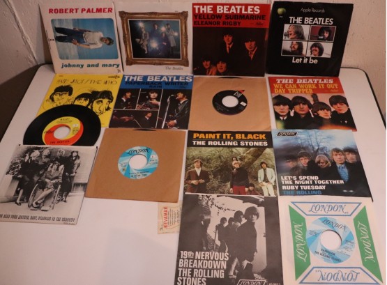 Amazing Legends Of Rock Vintage 45 Vinyl Records- The Beatles, Robert Palmer & More