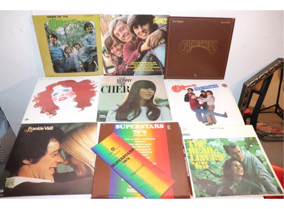 9 Vintage Pop Music Vinyl Records  Sounds Of The 70s  The Monkees, Cher & More