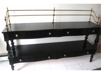 Quality Black Traditional Sideboard With Brass Gallery & Hardware