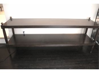 Open Shelved Console Table With Brass Finish Trim