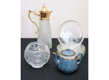 Assorted Eclectic Mix Of Hosting Decorative Pieces  Cut Crystal, Etched Glass & More