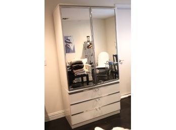 Oversized 2 Piece Modern Style Armoire With Mirrored Cabinet Doors