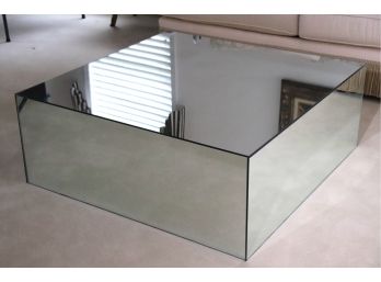 Modern Cubism Style Mirrored Plinth Square Coffee Table