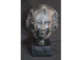 Vintage Pharoah Head Painted Plaster Sculpture