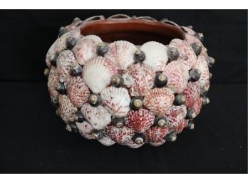 Amazing Natural Shell Encrusted Ceramic Planter