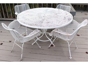 2nd Amazingly Awesome Russell Woodard MCM Painted White Wrought Iron Patio Set