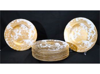 Royal Crown Derby Gold Aves English Bone China  12 Plates 10.5 Inches